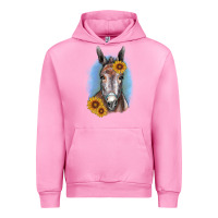 Fuchsia Pink Sunflower Donkey Urban Hoodie - RanaPortraitStore