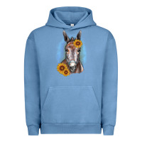 Pigment Pebble Blue Sunflower Donkey Urban Hoodie - RanaPortraitStore