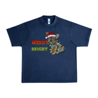 Navy merry and bright french bulldog Urban Heavy Tee - RanaPortraitStore