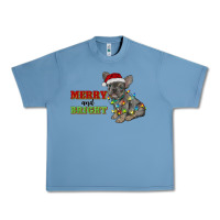 Pebble Blue merry and bright french bulldog Urban Heavy Tee - RanaPortraitStore