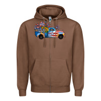 Chestnut USA 4th of July Sunflower Truck Zipper Hoodie - Jasminsmagicworld