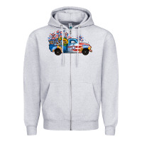 Usa 4th Of July Sunflower Truck Zipper Hoodie | Teevron