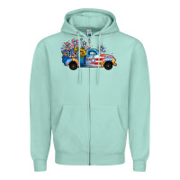 Seafoam USA 4th of July Sunflower Truck Zipper Hoodie - Jasminsmagicworld