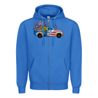 True Royal USA 4th of July Sunflower Truck Zipper Hoodie - Jasminsmagicworld