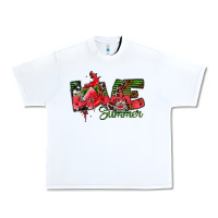 White Love Summer Urban Heavy Tee - CowhideDigitalArt