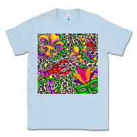 Dusty Blue mardi gras crawfish leopard  seamless pattern Classic Tee - FaDigitalArtStudio