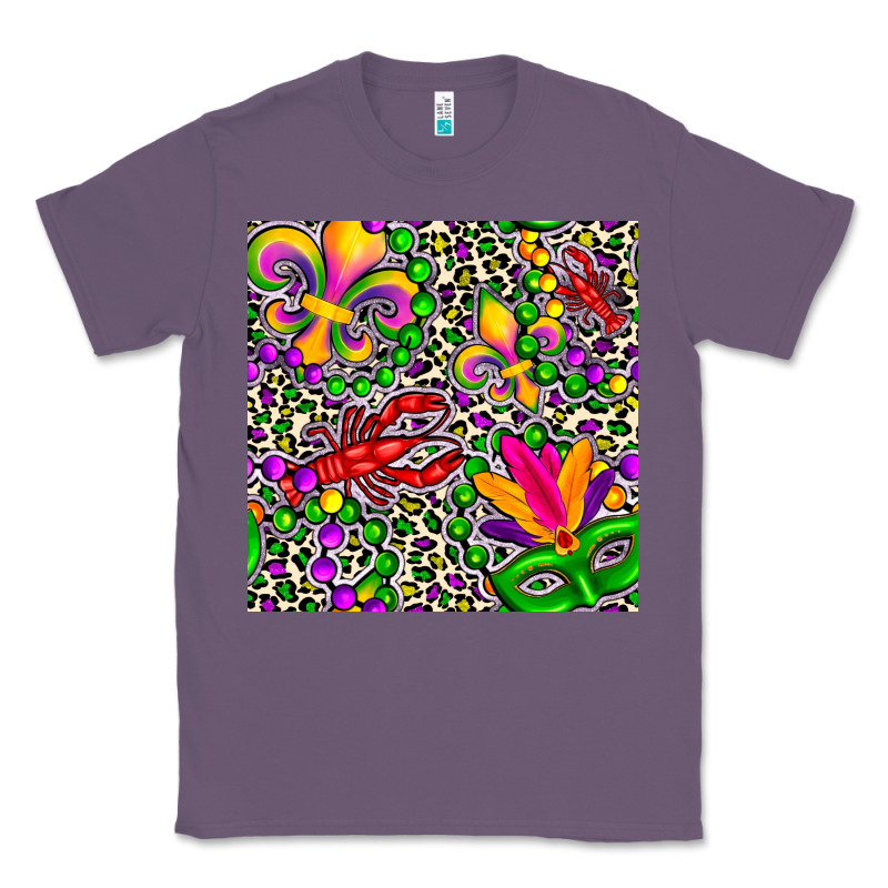 Mardi Gras Crawfish Leopard  Seamless Pattern Classic Tee by FaDigitalArtStudio | Teevron