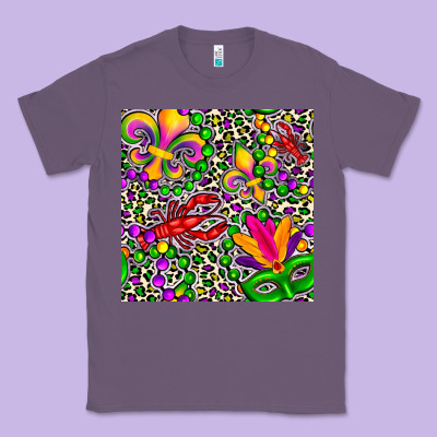 Mardi Gras Crawfish Leopard  Seamless Pattern Classic Tee Designed By Fadigitalartstudio