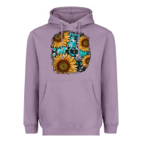 Lavender sunflower cowhide and turquoise patches Heavyweight Hoodie - RanaPortraitStore