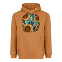 Meerkat sunflower cowhide and turquoise patches Heavyweight Hoodie - RanaPortraitStore
