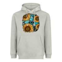 Moon Dust sunflower cowhide and turquoise patches Heavyweight Hoodie - RanaPortraitStore