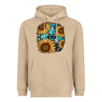 Mushroom sunflower cowhide and turquoise patches Heavyweight Hoodie - RanaPortraitStore