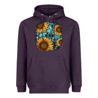 Plum sunflower cowhide and turquoise patches Heavyweight Hoodie - RanaPortraitStore