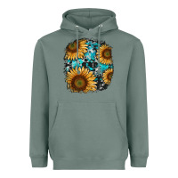 Sage sunflower cowhide and turquoise patches Heavyweight Hoodie - RanaPortraitStore