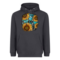 Smoke sunflower cowhide and turquoise patches Heavyweight Hoodie - RanaPortraitStore