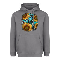 Storm sunflower cowhide and turquoise patches Heavyweight Hoodie - RanaPortraitStore