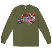 Army Green farm animals valentine truck Long Sleeve Tee - RacoonDesign