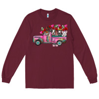 Burgundy farm animals valentine truck Long Sleeve Tee - RacoonDesign