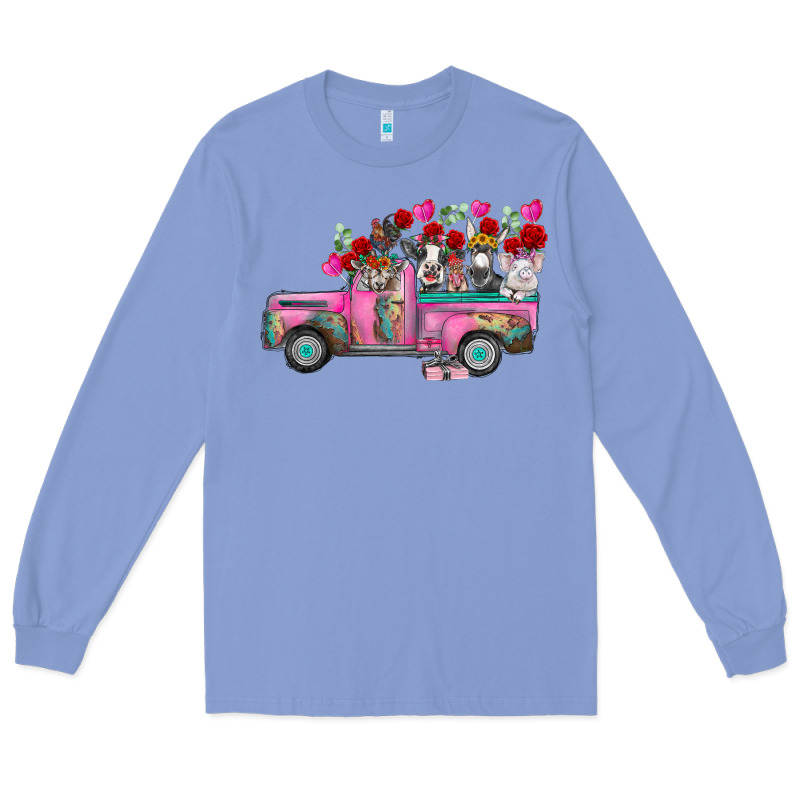 Farm Animals Valentine Truck Long Sleeve Tee by RacoonDesign | Teevron
