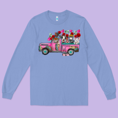 Farm Animals Valentine Truck Long Sleeve Tee Designed By Racoondesign