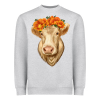 Heather Grey Charolais Cow Heavyweight Sweatshirt - RanaPortraitStore