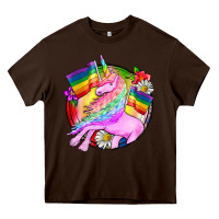 Chocolate Brown Pride unicorn Heavy Core Tee - FaDigitalArtStudio
