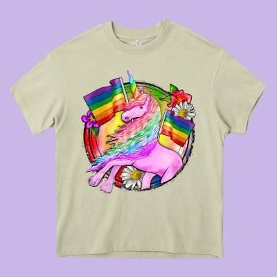 Pride Unicorn Heavy Core Tee Designed By Fadigitalartstudio