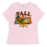 Bubblegum Pink Fall Vibes Ladies Tee - CowhideDigitalArt