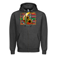 Charcoal Heather Desert Moon With Serape Background Zipper Hoodie - Jasminsmagicworld