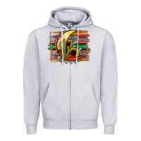 Heather Grey Desert Moon With Serape Background Zipper Hoodie - Jasminsmagicworld