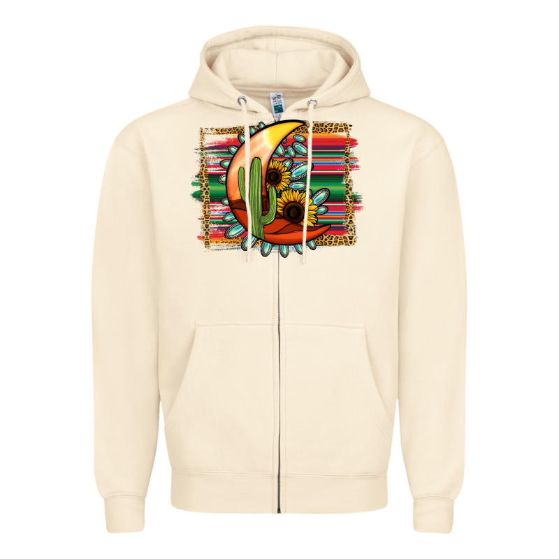 Desert Moon With Serape Background Zipper Hoodie by Jasminsmagicworld | Teevron