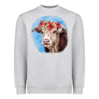 Heather Grey Hereford Bull Heavyweight Sweatshirt - RanaPortraitStore