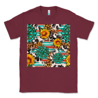 Burgundy gemstone sunflower cowhide leopard seamles pattern Classic Tee - FaDigitalArtStudio
