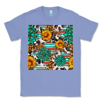 Colony Blue gemstone sunflower cowhide leopard seamles pattern Classic Tee - FaDigitalArtStudio
