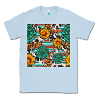 Dusty Blue gemstone sunflower cowhide leopard seamles pattern Classic Tee - FaDigitalArtStudio