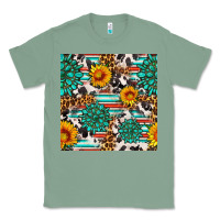Sage gemstone sunflower cowhide leopard seamles pattern Classic Tee - FaDigitalArtStudio