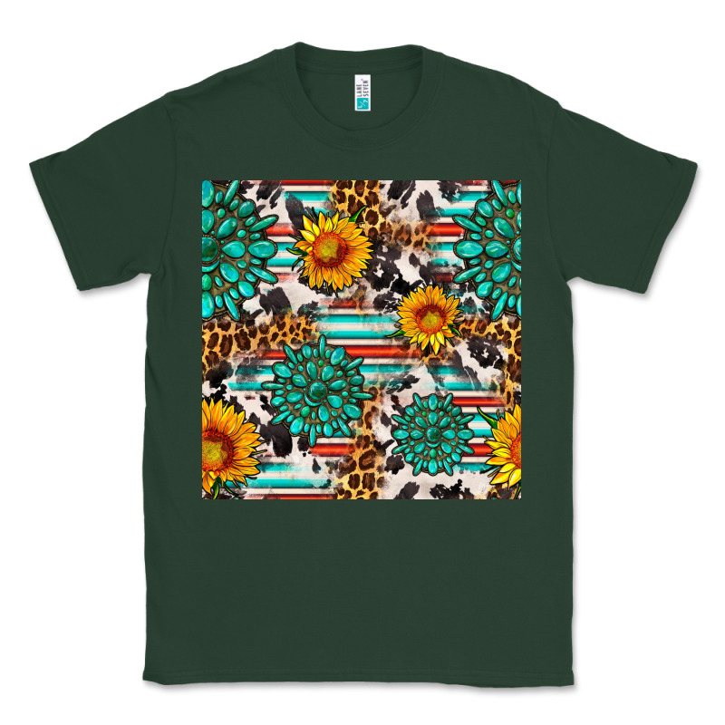 Gemstone Sunflower Cowhide Leopard Seamles Pattern Classic Tee by FaDigitalArtStudio | Teevron