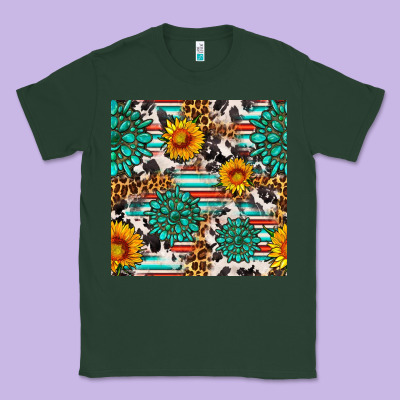 Gemstone Sunflower Cowhide Leopard Seamles Pattern Classic Tee Designed By Fadigitalartstudio