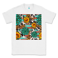 White gemstone sunflower cowhide leopard seamles pattern Classic Tee - FaDigitalArtStudio