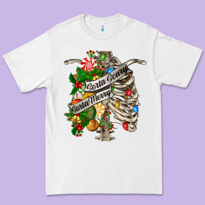 Sorta Merry Sorta Scary Chest Premium Tee Designed By Fadigitalartstudio