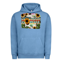Pigment Pebble Blue Howdy Serape And Sunflower Urban Hoodie - RanaPortraitStore