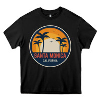 Black santa monica california Heavy Core Tee - artisFamous