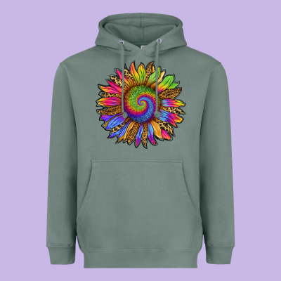 Tie Dye Sunflower Heavyweight Hoodie Designed By Ranaportraitstore