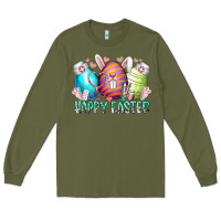 Army Green happy easter day eggs nurse Long Sleeve Tee - RacoonDesign