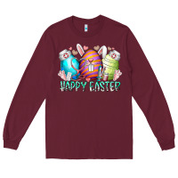 Burgundy happy easter day eggs nurse Long Sleeve Tee - RacoonDesign