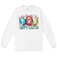 White happy easter day eggs nurse Long Sleeve Tee - RacoonDesign