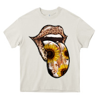Cream Leopard Sunflower Tongue Heavy Core Tee - Jasminsmagicworld
