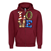 Burgundy 4th of July Army Love Zipper Hoodie - Jasminsmagicworld