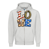Dove Grey 4th of July Army Love Zipper Hoodie - Jasminsmagicworld