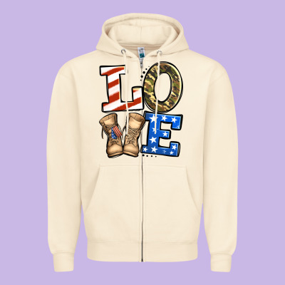 4th Of July Army Love Zipper Hoodie Designed By Jasminsmagicworld